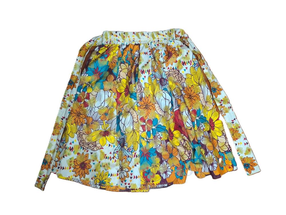 Laddi African Floral Patterned One-Size, A-Line Dress With Pockets, Yellow